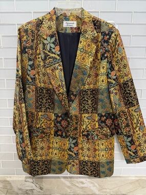 Giancarlo Ferrari Women’s Vintage Tapestry Patchwork Blazer Jacket Size 10